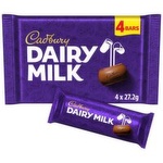 Cadbury Dairy Milk Chocolate Bar 4 Pack
